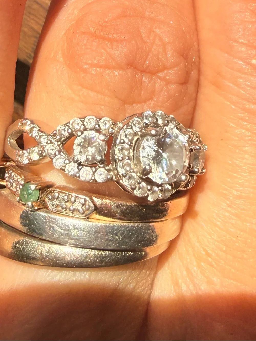 White Gold Clear, Gemstone 8kt gold VTG Ring Sz7.5